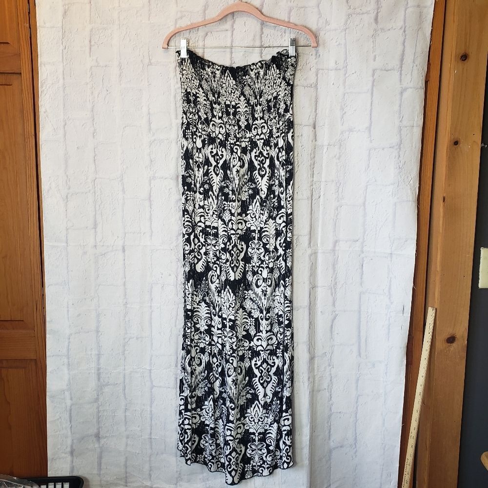BOBBIE BROOKS Strapless Black & White Maxi Dress Large